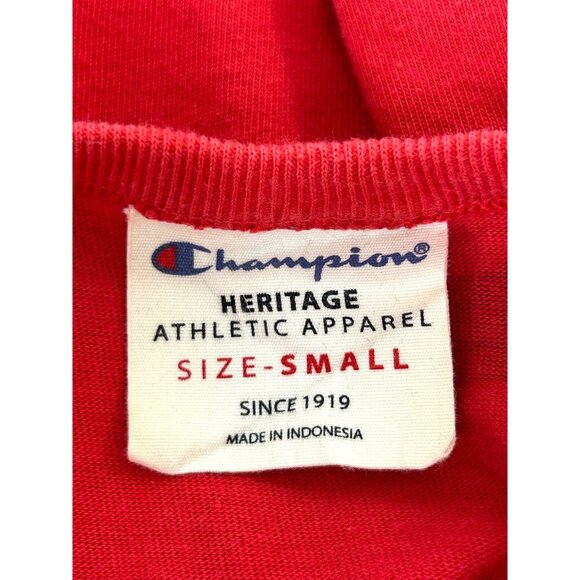 Champion Men’s Heritage Athletic Apparel Tee S Red Black White Short Sleeve AOP - Picture 5 of 11